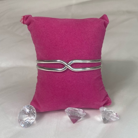 925 Sterling Silver intercepting cuff bracelet VINTAGE - Picture 3 of 8